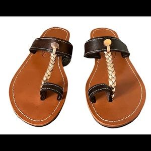 NWOT GREEK LEATHER TSAGARIO SANDAL GOLD BROWN SIZE 8 LEATHER BRAIDED GREECE